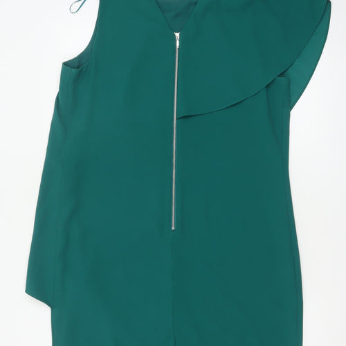 Next Women’s Green Asymmetric Ruffle Sheath Dress Size 14