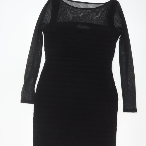 Mint Velvet Women Black Size 14 Bodycon Long Sleeve Party Dress