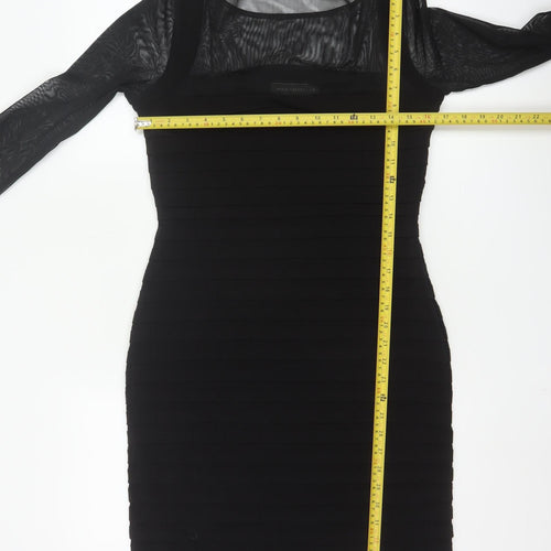 Mint Velvet Women Black Size 14 Bodycon Long Sleeve Party Dress