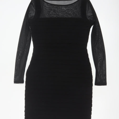 Mint Velvet Women Black Size 14 Bodycon Long Sleeve Party Dress