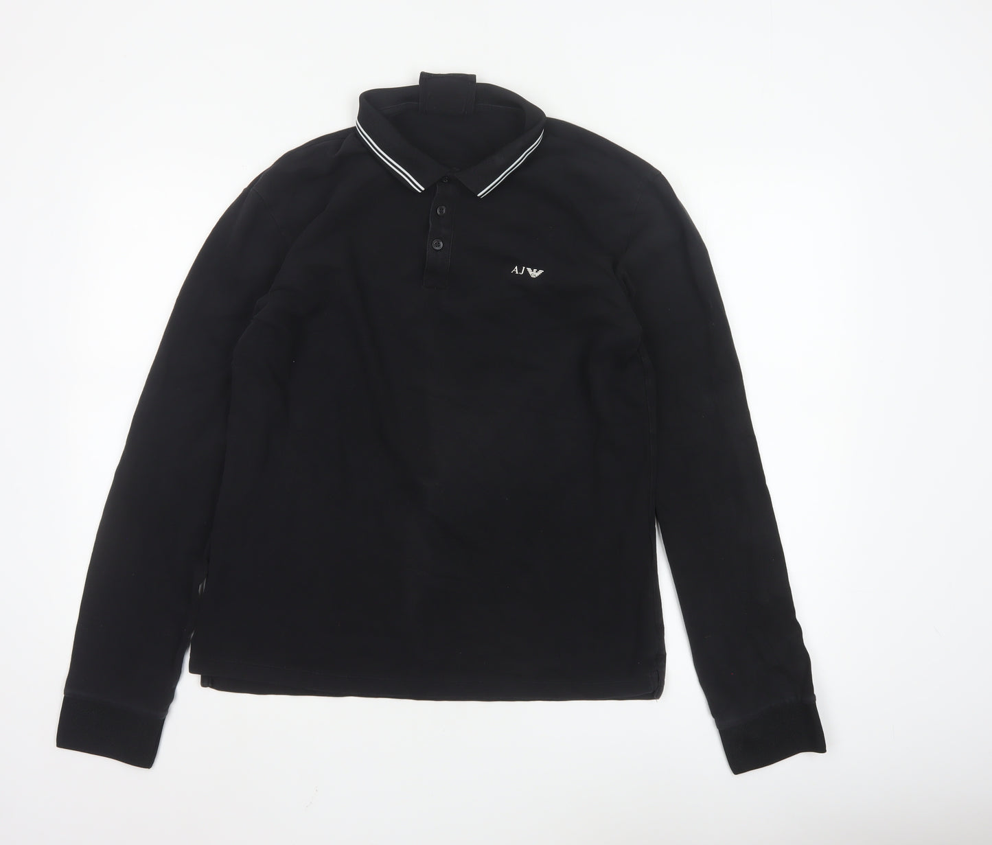 Armani Jeans Men's Black Long Sleeve Polo Shirt XL