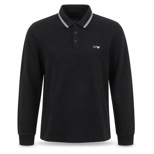 Armani Jeans Men's Black Long Sleeve Polo Shirt XL