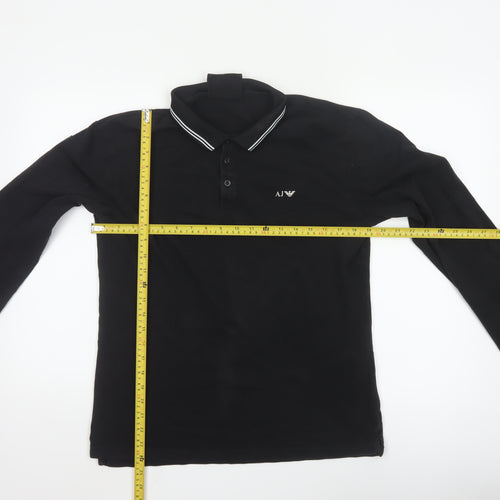 Armani Jeans Men's Black Long Sleeve Polo Shirt XL
