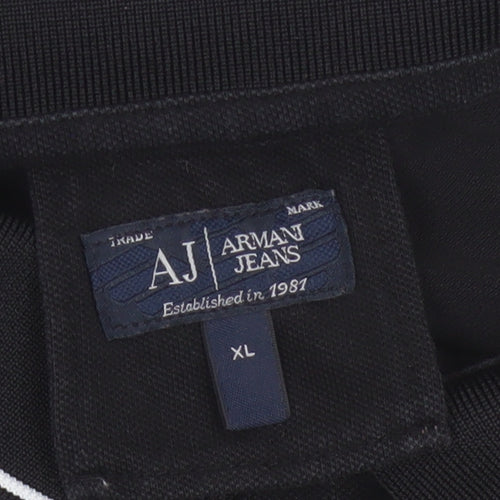 Armani Jeans Men's Black Long Sleeve Polo Shirt XL
