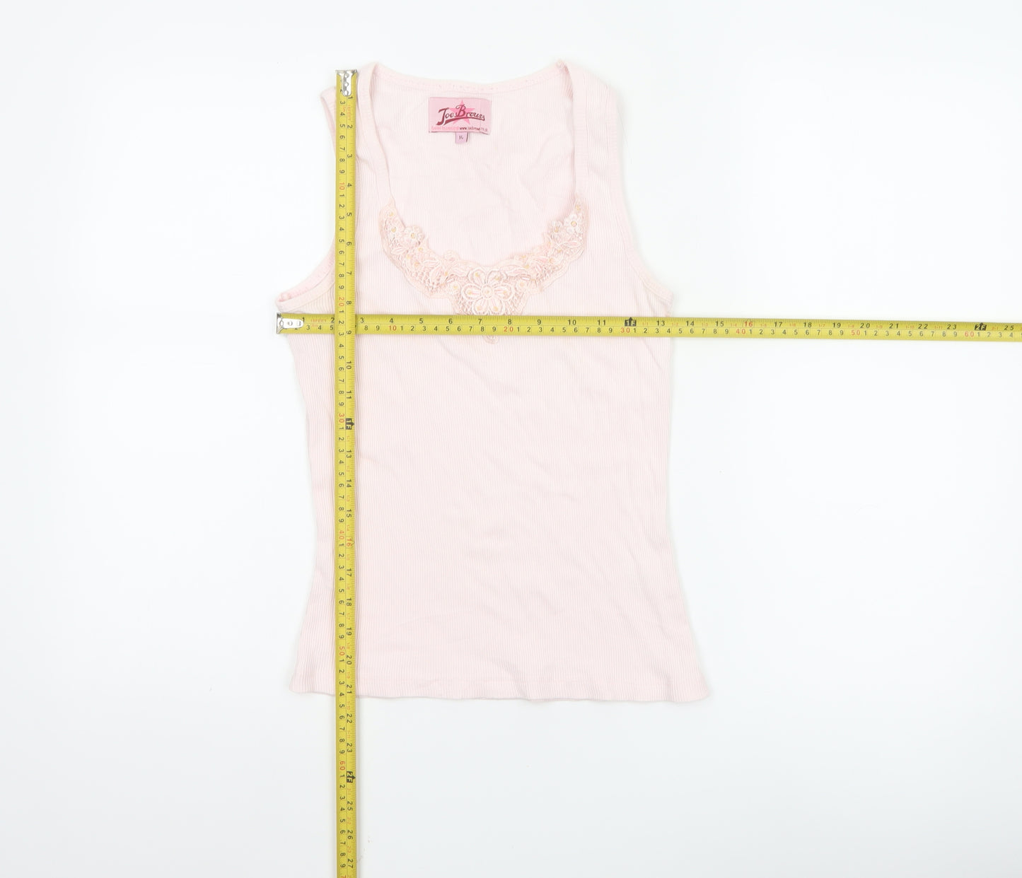 Joe Browns Women’s Pink Lace Trim Cotton Camisole Tank Top Size 14