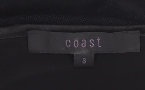 Coast Women’s Black Sheer Embroidered Long Sleeve Tunic Blouse Size S