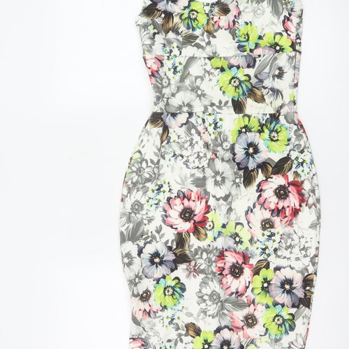 Boohoo Women’s Multicoloured Floral Bodycon Midi Dress Size 8