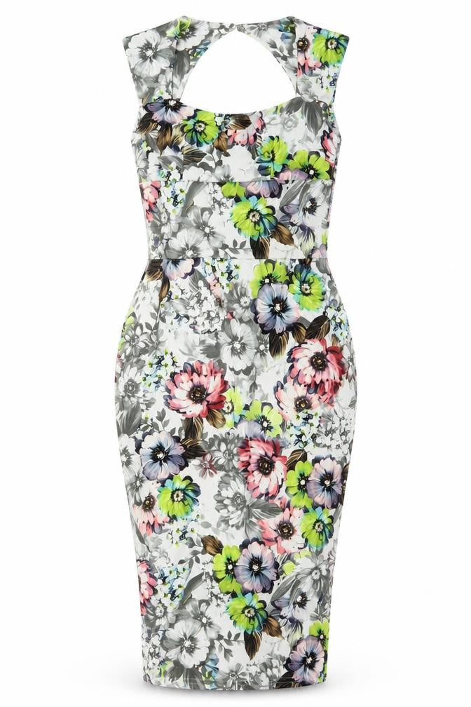 Boohoo Women’s Multicoloured Floral Bodycon Midi Dress Size 8
