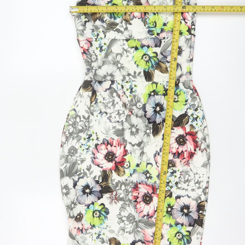 Boohoo Women’s Multicoloured Floral Bodycon Midi Dress Size 8