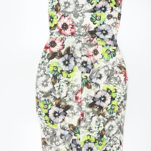 Boohoo Women’s Multicoloured Floral Bodycon Midi Dress Size 8