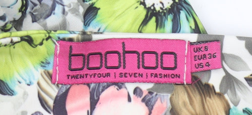 Boohoo Women’s Multicoloured Floral Bodycon Midi Dress Size 8