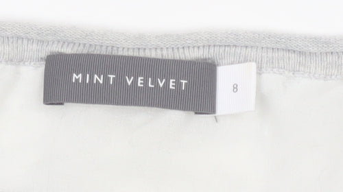 Mint Velvet Womens Grey Lace Detail Long Sleeve Tunic Blouse Size 8