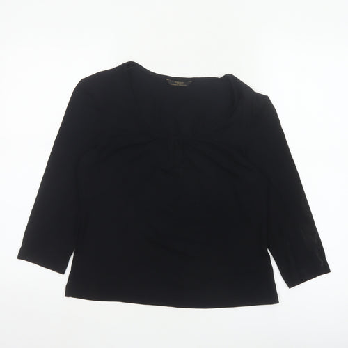 Marks and Spencer Womens Black Viscose 3/4 Sleeve Top Size 14