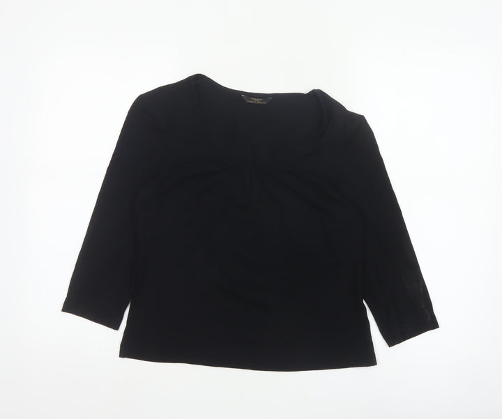 Marks and Spencer Womens Black Viscose 3/4 Sleeve Top Size 14