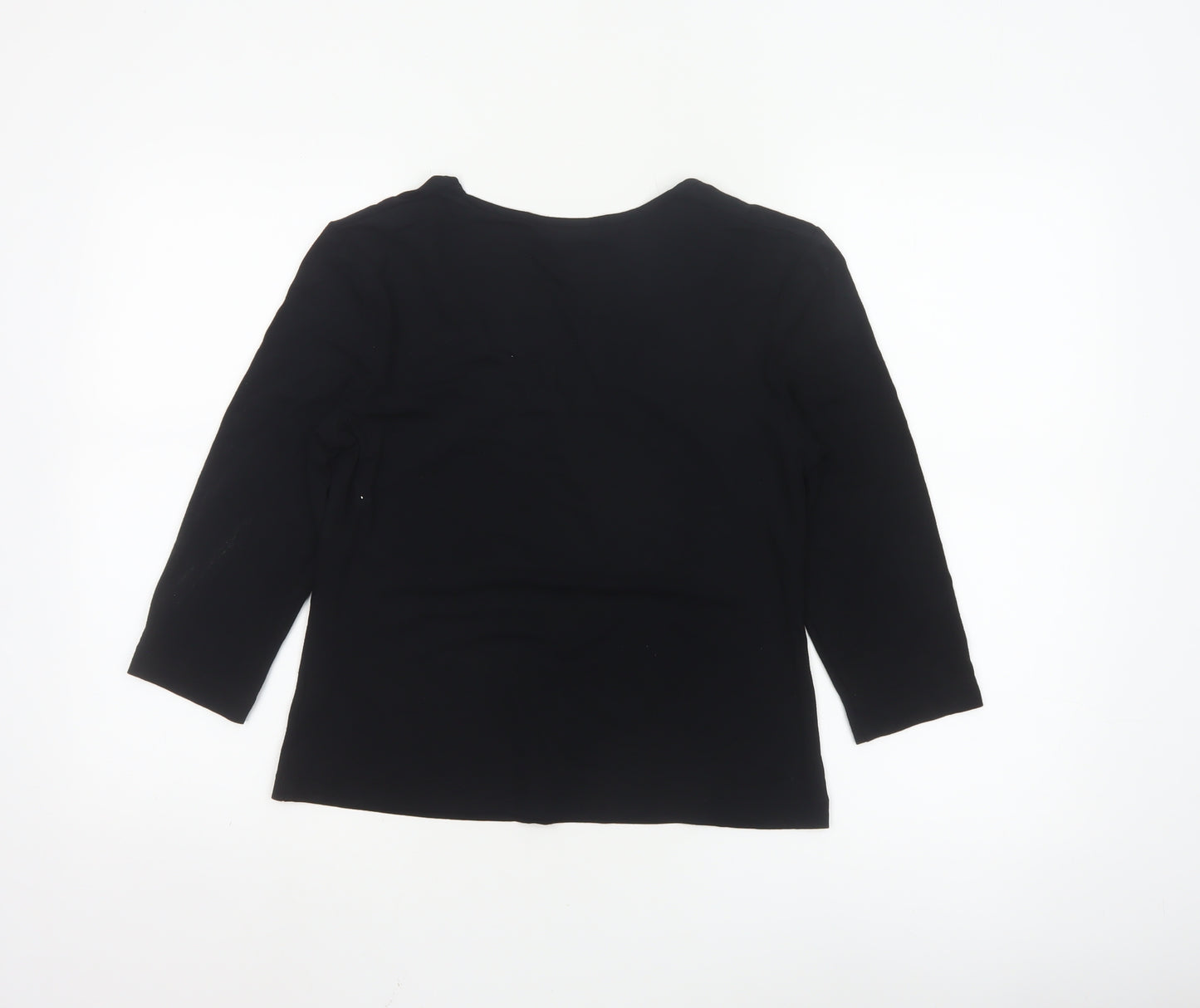 Marks and Spencer Womens Black Viscose 3/4 Sleeve Top Size 14