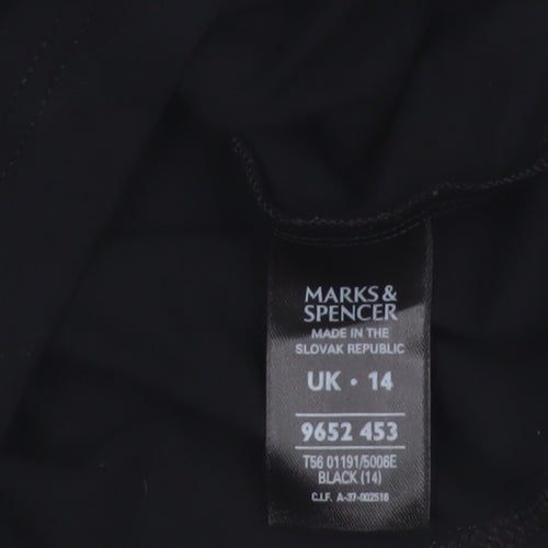 Marks and Spencer Womens Black Viscose 3/4 Sleeve Top Size 14