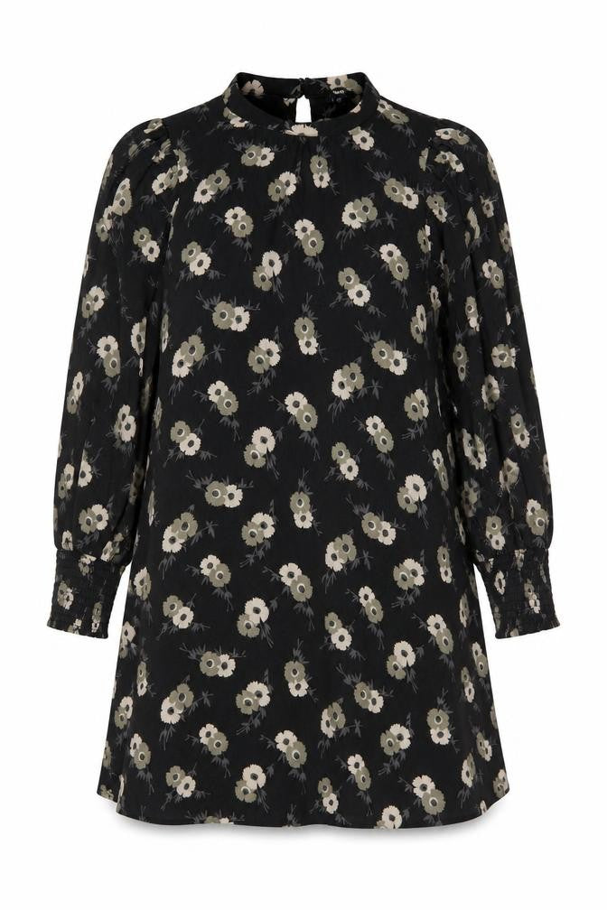 Front view of Next Women’s Black Floral Shift Dress, size UK 12, Long Sleeve