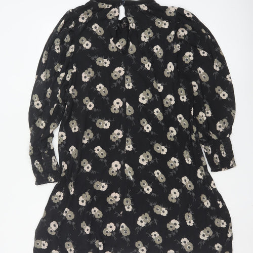 Next Women’s Black Floral Shift Dress Size 12 Long Sleeve