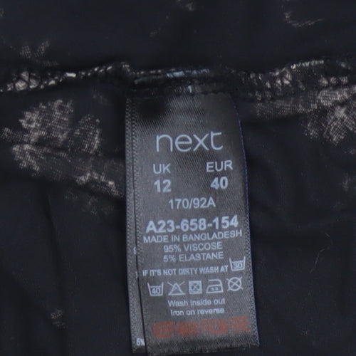 Next Women’s Black Floral Shift Dress Size 12 Long Sleeve