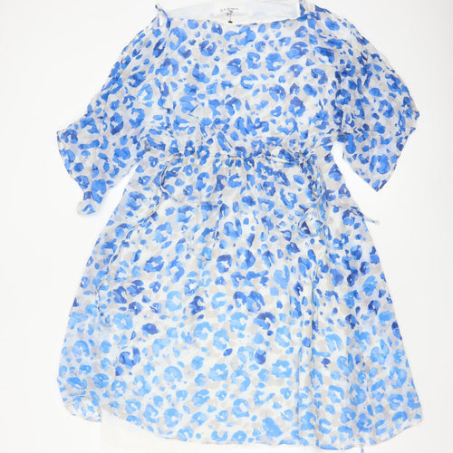 L.K. Bennett Women’s Blue Silk A-Line Dress UK 10 Classic Spring Style