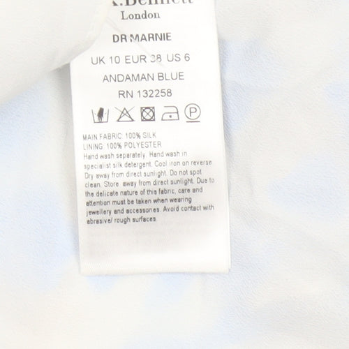 L.K. Bennett Women’s Blue Silk A-Line Dress UK 10 Classic Spring Style