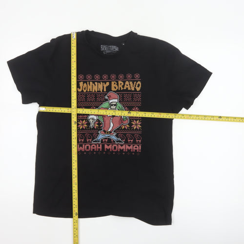 Cartoon Network Johnny Bravo Black Christmas Graphic Men's M T-Shirt