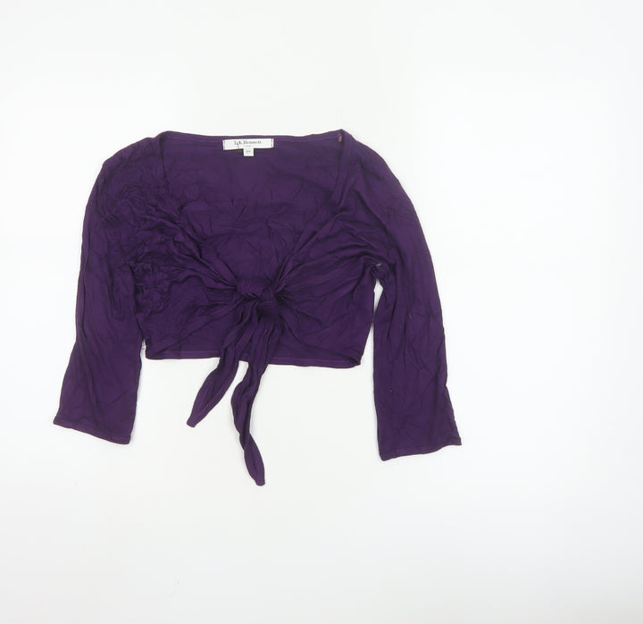L.K. Bennett Women's Purple Wrap Blouse S 3/4 Sleeve Viscose Top