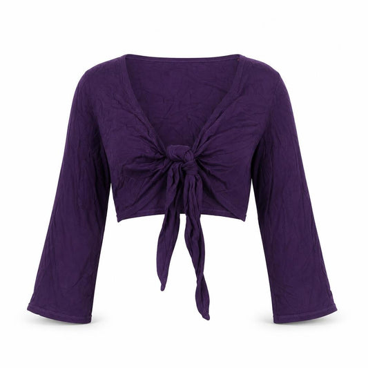 Front view of L.K. Bennett Women's Purple Wrap Blouse S 3/4 Sleeve Viscose Top