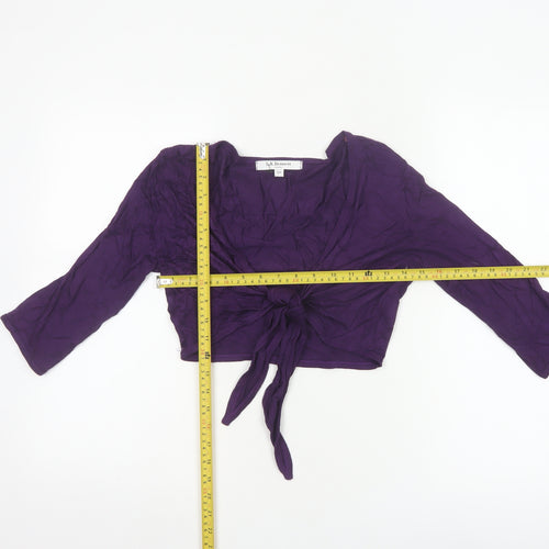 L.K. Bennett Women's Purple Wrap Blouse S 3/4 Sleeve Viscose Top