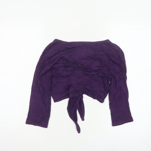 L.K. Bennett Women's Purple Wrap Blouse S 3/4 Sleeve Viscose Top