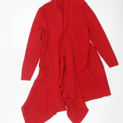 Roman Womens Red Long Sleeve Open Front Knit Cardigan Size 12