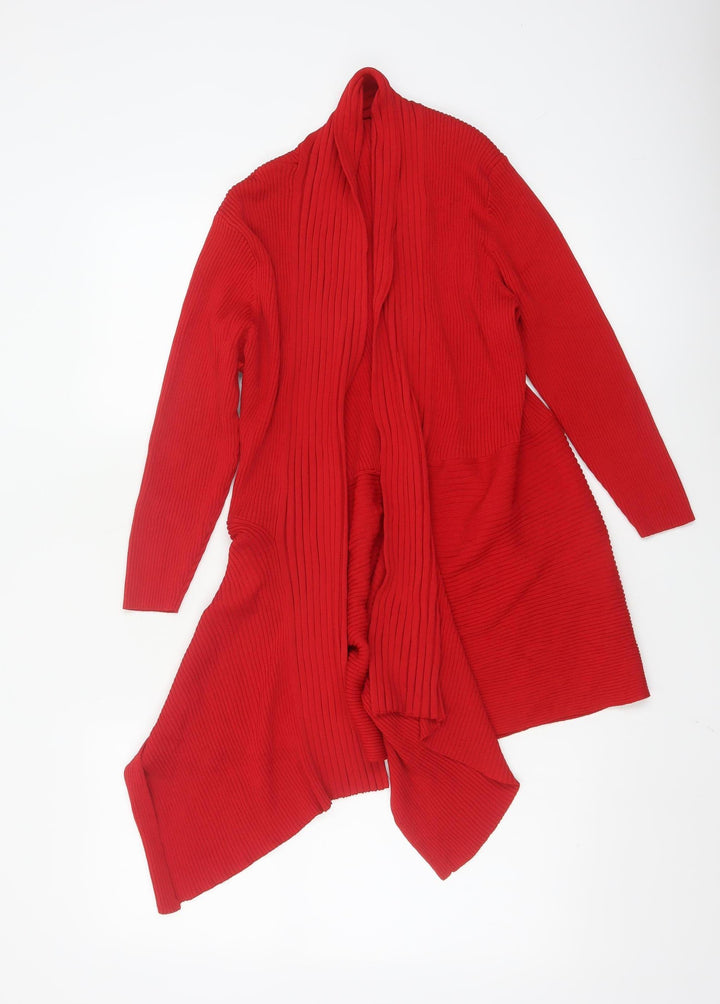 Roman Womens Red Long Sleeve Open Front Knit Cardigan Size 12