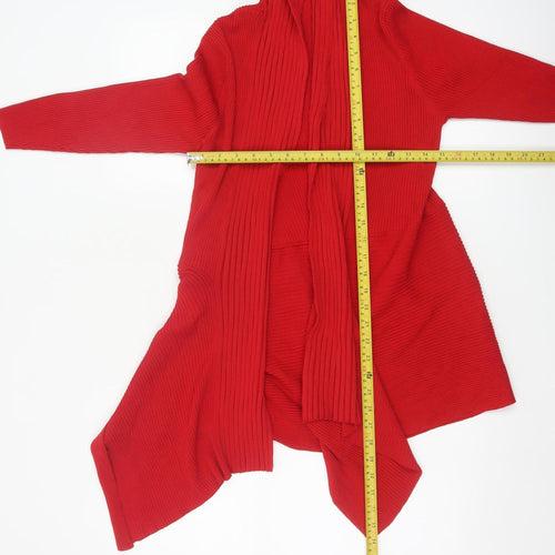 Roman Womens Red Long Sleeve Open Front Knit Cardigan Size 12