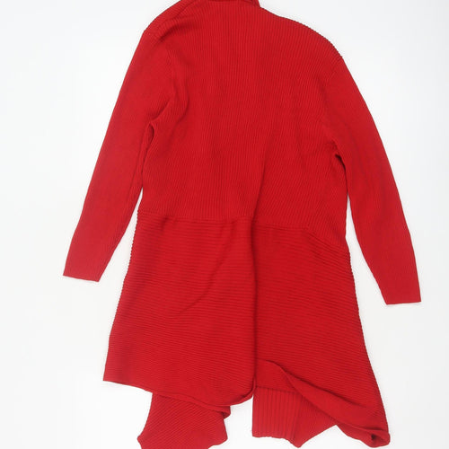 Roman Womens Red Long Sleeve Open Front Knit Cardigan Size 12