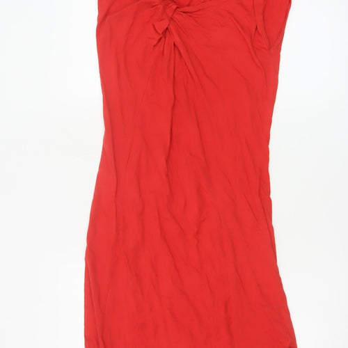 People Tree Women Red Organic Cotton Shift Dress Size M