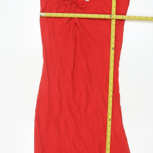 People Tree Women Red Organic Cotton Shift Dress Size M