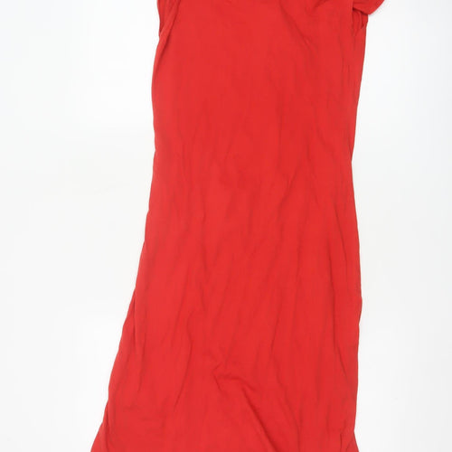 People Tree Women Red Organic Cotton Shift Dress Size M