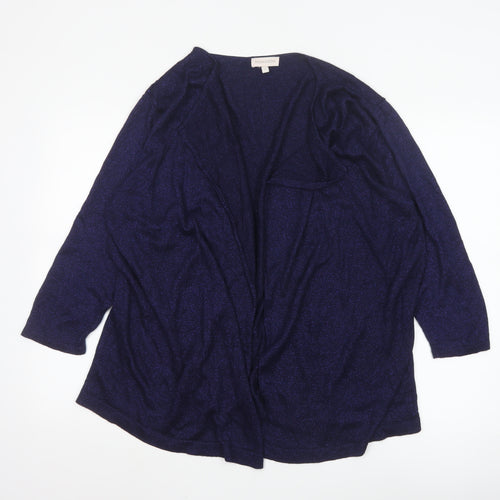 Monsoon Women's Blue Glitter Open Front Knit Cardigan XL