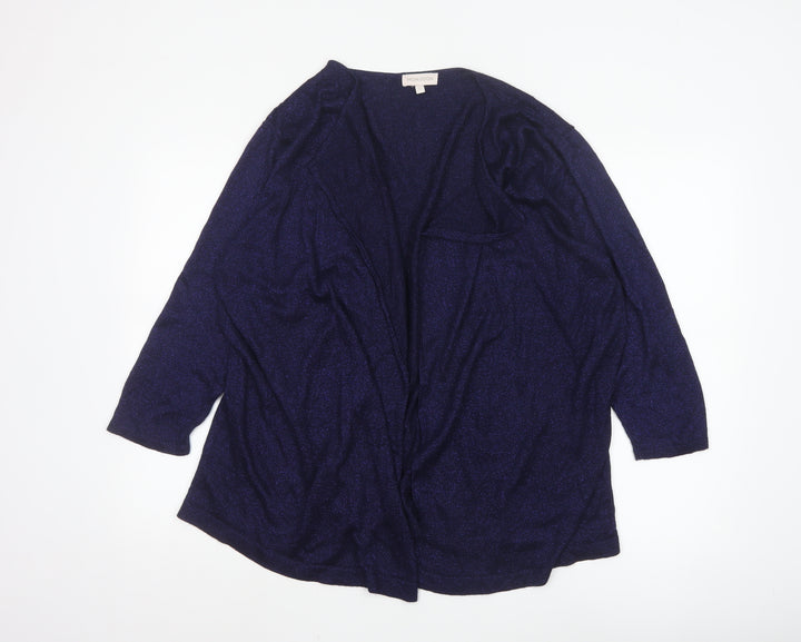 Monsoon Women's Blue Glitter Open Front Knit Cardigan XL