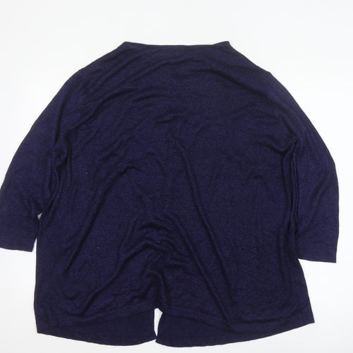 Monsoon Women's Blue Glitter Open Front Knit Cardigan XL