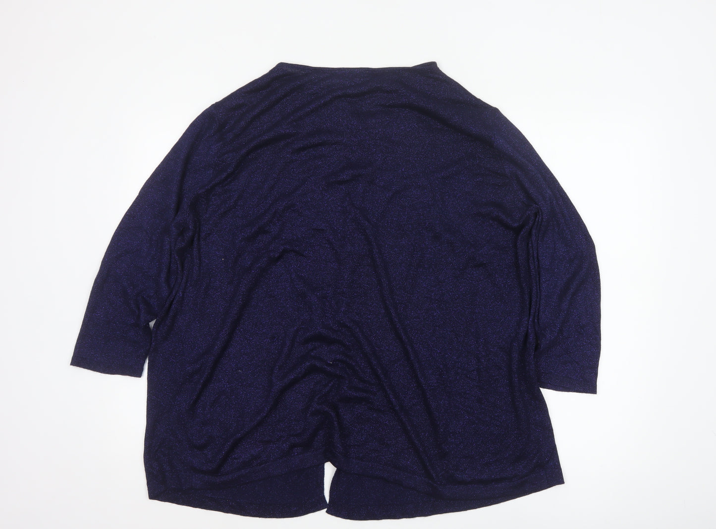 Monsoon Women's Blue Glitter Open Front Knit Cardigan XL