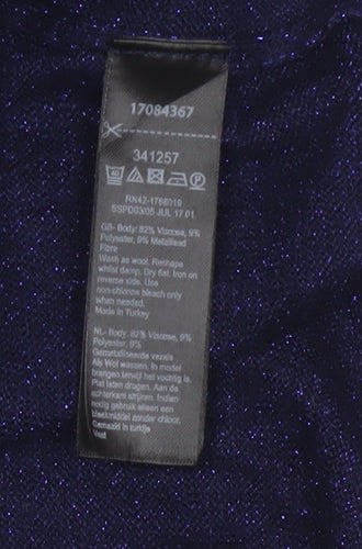 Monsoon Women's Blue Glitter Open Front Knit Cardigan XL