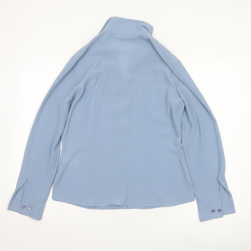 Marks and Spencer Women Blue Embroidered Long Sleeve Blouse UK 12
