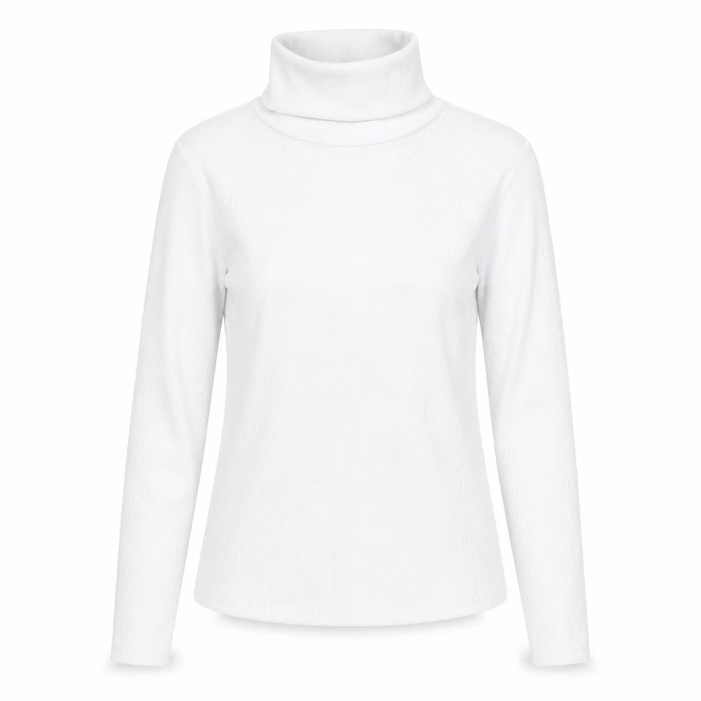 Boohoo Women White Roll Neck Long Sleeve Slim Fit Top Size 8