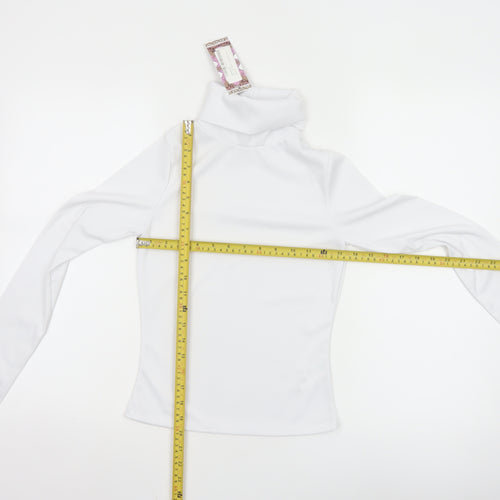 Boohoo Women White Roll Neck Long Sleeve Slim Fit Top Size 8