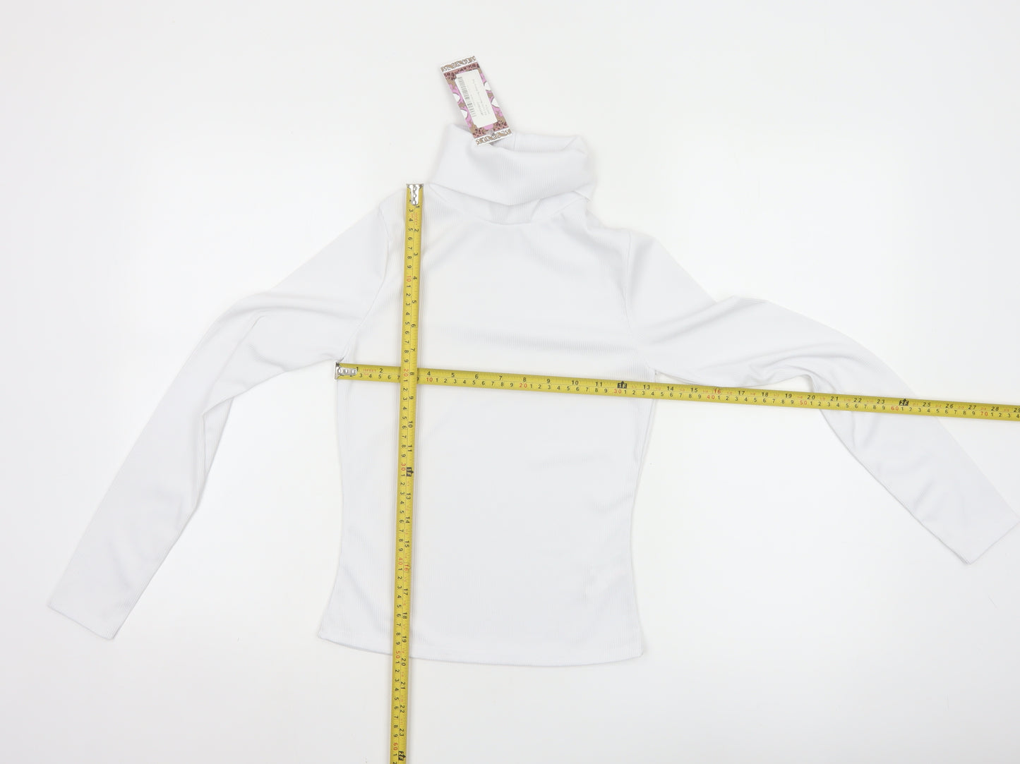 Boohoo Women White Roll Neck Long Sleeve Slim Fit Top Size 8