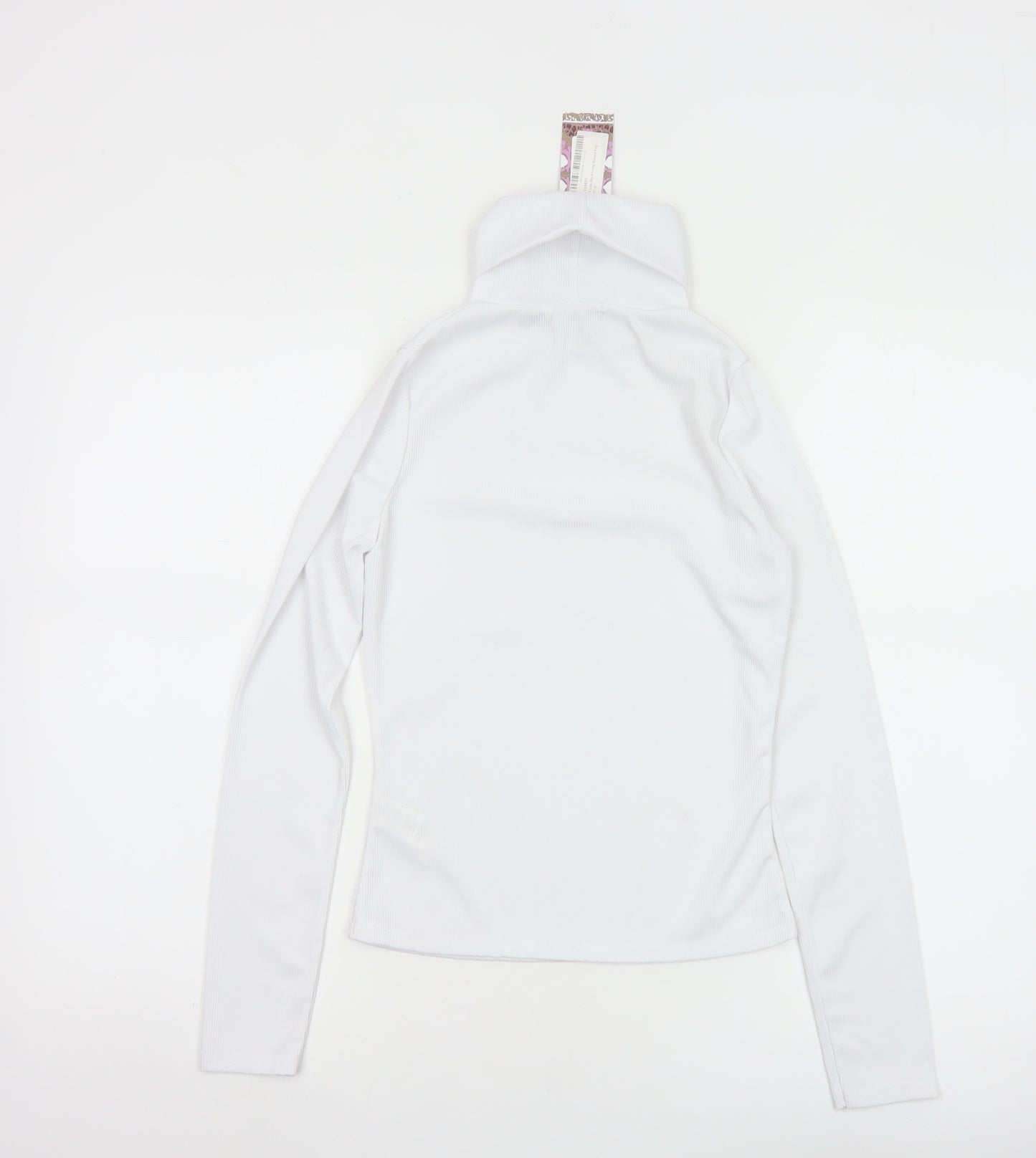 Boohoo Women White Roll Neck Long Sleeve Slim Fit Top Size 8