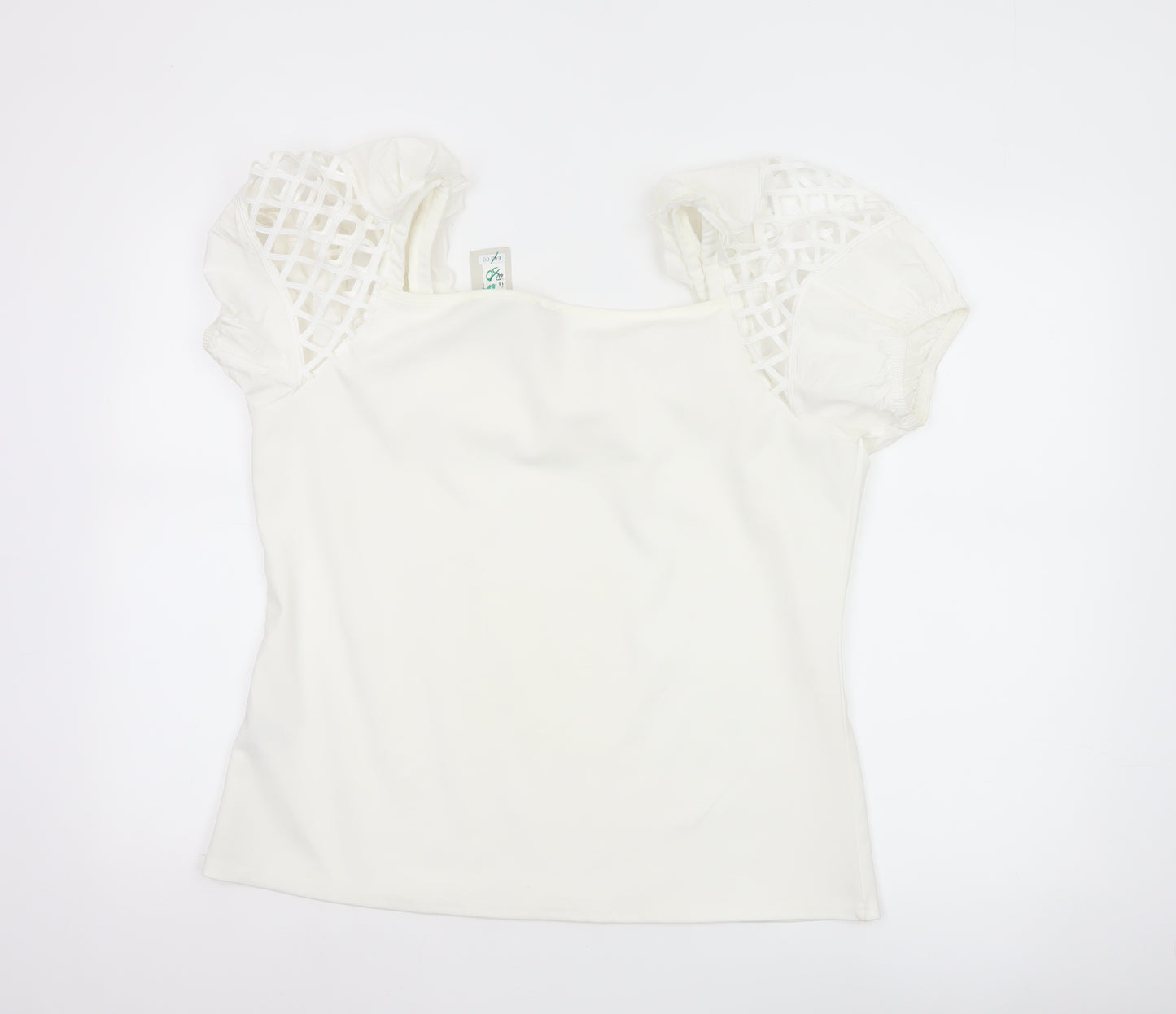 River Island Womens White Size 18 Puff Sleeve Crochet Top
