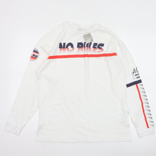 Next Boys White Long Sleeve Graphic T-Shirt 13 Years Casual Cotton Top