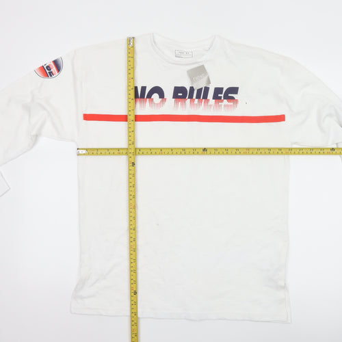 Next Boys White Long Sleeve Graphic T-Shirt 13 Years Casual Cotton Top